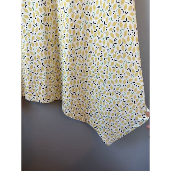 C&C California Midi Dress Size 1X Yellow White Lemon Print Tank Sharkbite Hem - Picture 5 of 8